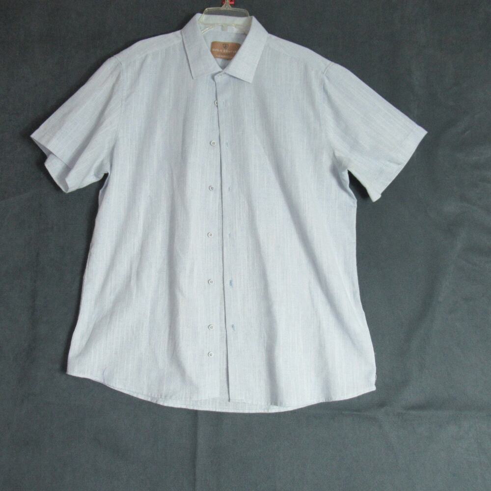 Suslo Couture Shirt Mens 3XL Blue Short Sleeve Classic Fit Button Woven Coastal